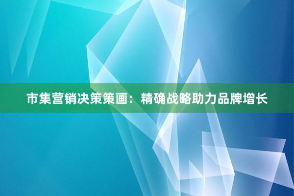 市集营销决策策画：精确战略助力品牌增长
